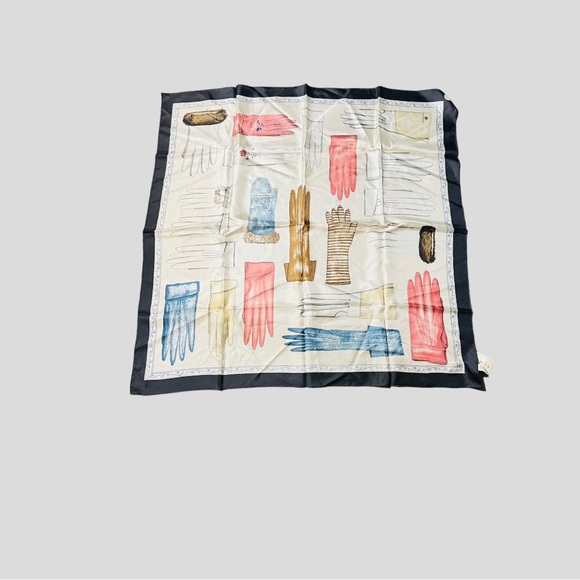 New! Echo Winterthur Museum Collection Silk Scarf Gloves Pattern 35x35 - Picture 4 of 12